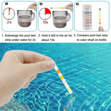 Set van 50 5-in-1 teststrips voor spa-, aquarium- en zwembadwater (pH-teststrips voor hardheid, chloor en broom).