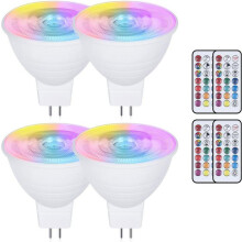Set van 4 MR16 3W GU5.3 kleurveranderende LED-lampen - AC/DC 220V - RGB dimbaar + warm wit 3000K