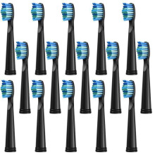 15-piece replacement brush heads, black — compatible with Fairywill D7/D8/FW507/FW508/FW551/FW2011/FW917/FW959/FW515 & Seago SG-E9