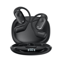 Bezdrôtové slúchadlá, WOVTE, OWS, Bluetooth slúchadlá, vodeodolné, duálne ENC mikrofóny, s digitálnym displejom, čierne.