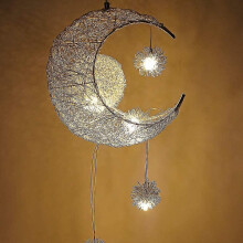2024,lovely Moon And Star Fairy Light Pendant Hanging Aluminum Ceiling Light for Kids Bedroom Living Room-hy