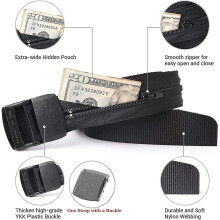 Travel Security Money Belt with Hidden Money Pocket - Cashsafe Anti-theft Wallet Unisex Nickel Free Nylon Belt By-hy