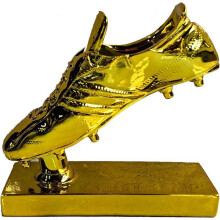 LNGODEHO Trophée de chaussure de football Golden Stand en résine pour vainqueur de la Coupe du monde