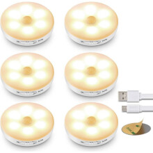 Indoor Motion Sensor Light (6-Pack Yellow), Iceko-Kn Rechargeable Children's Night Light, 3 Modes (Auto/On/Off), LED