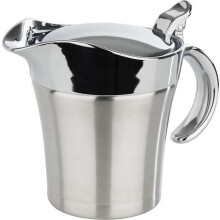 Saucière isotherme APS 40207, acier inoxydable, double paroi, couvercle à charnière, 0,4 litre, 19 x 12,5 cm, hauteur 13 cm