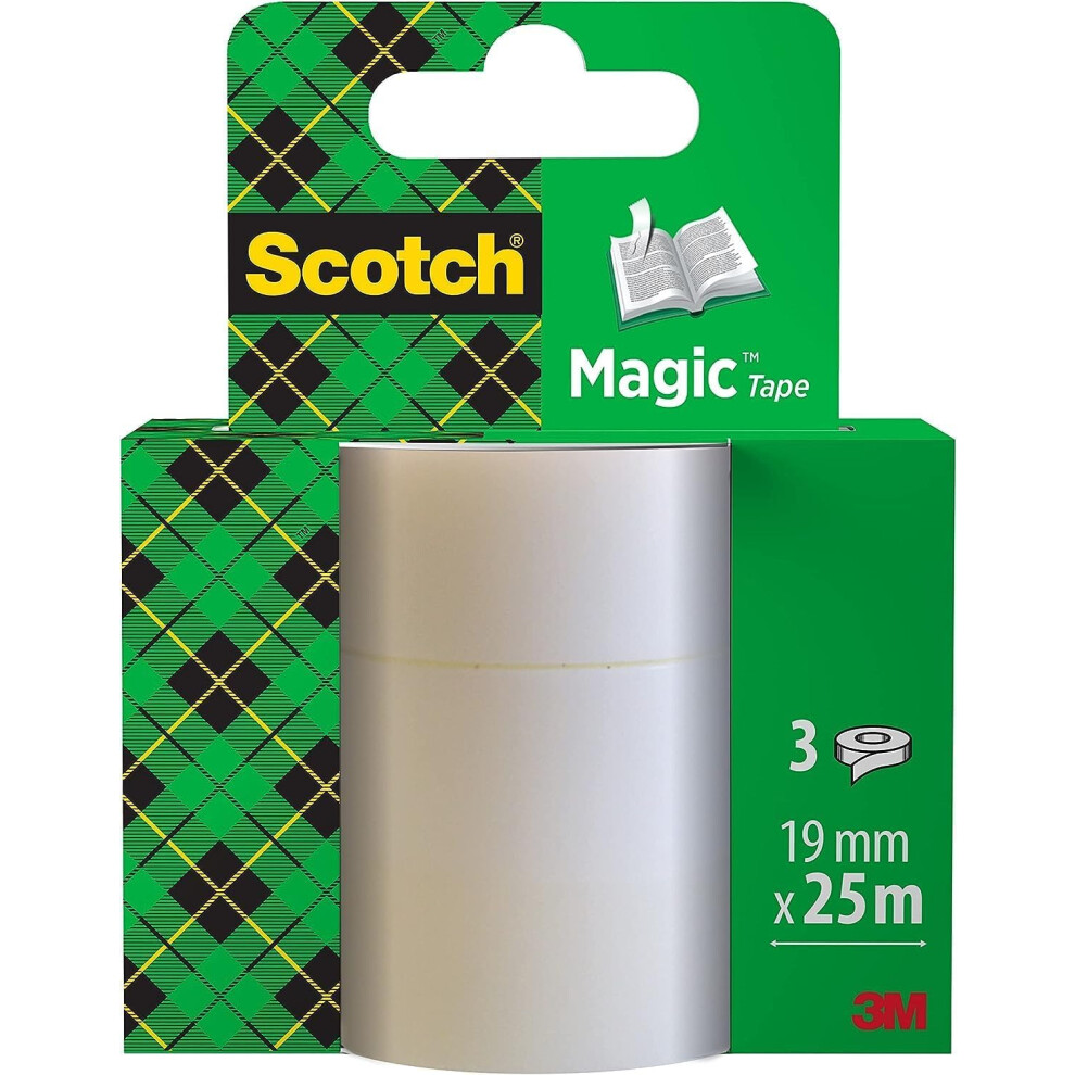 Scotch Magic Invisible Tape - 3 Refill Rolls, 19Mmx25m - General Purpose Sticky Tape For Document Repair, Labelling & Sealing