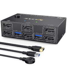Kvm Switch Dual Monitor Displayport, 4 Usb3.0 for 2 Computers, 2 In 2 Out Dp 1.4 Kvm Switch-hy