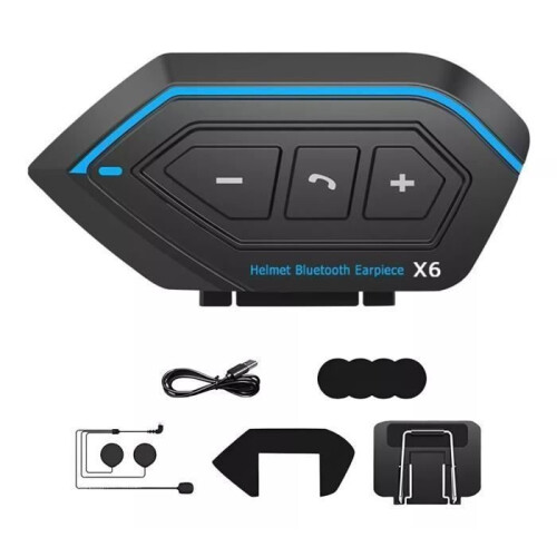 Motorrad-Bluetooth-5.0-Intercom, Bluetooth-Headset-Kit für Motorradhelm-Intercom – Blau/Schwarz
