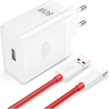 80W Fast Charger with 1m USB-C Cable for OnePlus 12, 12R, 11, 10T, SUPERVOOC Wall Charger for OnePlus 10 Pro, Nord CE, 3 Lite