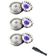 Oral-Q Replacement Shaver Heads for Philips PT739 PT737 PT727 HQ8 - Pack of 3 + Cleaning Brush