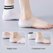 (White set 4cm) Unisex Invisible Height Lifting Increase Silicone Gel Lift Insoles Dress In Socks Cracked Foot Skin Care Tool Insole 2-5cm