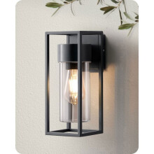 EDISHINE applique murale extérieure intérieure, noir, étanche IP44, douille E27, ampoule non incluse, éclairage mural d'extérieur