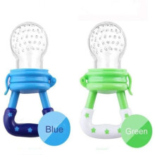 Samber 2er-Pack Silikon-Babysauger mit Fruchtring, mittelgroß, Grün + Blau