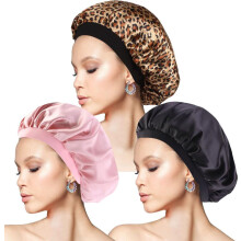 Ensemble de 3 bonnets de nuit en soie, bonnet de nuit ajustable en satin, bonnet respirant pour la nuit, bonnet de nuit en soie douce po