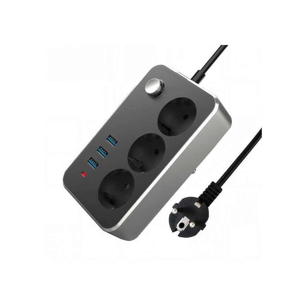 Usb Surge Protector Power Strip, 3 Outlets + 3 Usb Ports, 1.5 Meter Cord 4782510205651