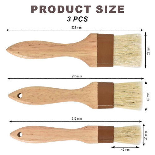 Pastry Brush Set with Natural Bristles, MultiSize Basting Brushes for Baking, Cooking and Grilling 1