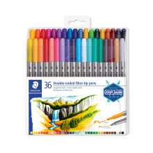 STAEDTLER 3200 TB36 Design Journey Double-Ended Fibre-Tip Pens with Thin & Wide