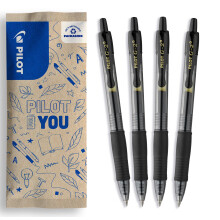 PILOT - Pack of 4 G2 0,7 - Gel Ink Roller Ball Pen - Medium - Black
