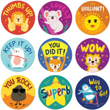 Reward Stickers for Kids by Sweetzer & Orange - 1008 Decals for Kids, 9 Assorted Designs, 1 Inch Incentive Labels - Teacher Supplies for Classroom