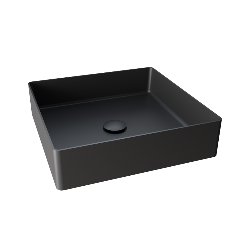 Rak Ingot Square Countertop Basin Includes Matching Waste Black 5056176053628
