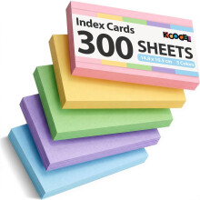 Koogel Flash Cards A6, 300 PCS Coloured Revision Notes, Blank Index Study Cards for Learning, Office, University, Presentation, 5 Colours, 150g/m²