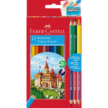 Faber-Castell 110312 Colour Pencil with 3 Bi-Colour Pencil/Sharpener (Pack of 12)