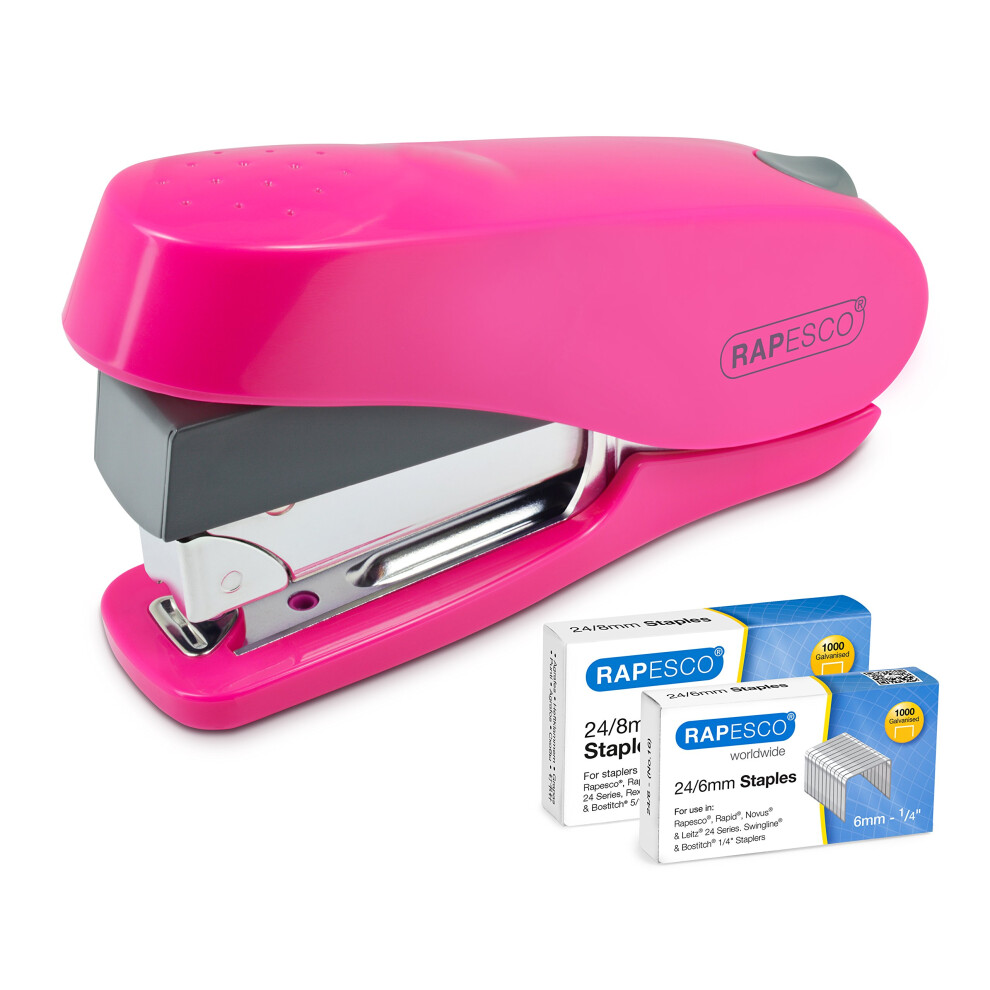 Photos - Stapler Rapesco 1468 Luna Less Effort  with 2000 Staples, 50 Sheet Capacity, Hot Pink 