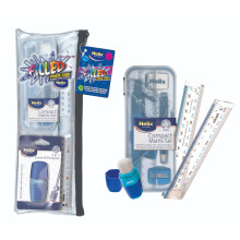 Helix Complete Stationery Set - Filled Pencil Case - Stationery School Supplies - Maths Set, Folding Ruler, 2 in 1 Pencil Sharpener and Eraser - 13.5