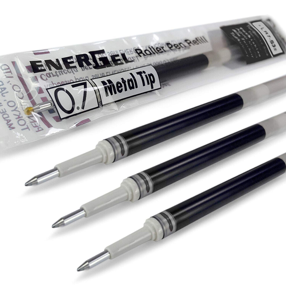 Pentel Ink Cartridge Refill, 4 X 0.7Mm Metal Tip Lr7, - Fits Energel Xm, Bl77/Bl57/Bl37 Black