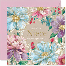 Niece Birthday Card - Special Greetings - Happy Birthday Card for Niece from Auntie Uncle, 145mm floral design Bday Greeting Cards