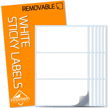Sticky Labels No Residue - 42 Easy Peel Off, Waterproof, Reusable, 100x50mm Large White Sticky Labels for Storage Boxes