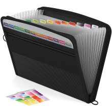 ABC life Expanding File Organiser 13 Pockets, A4 Accordion File Folder Document Organiser Expanding File Folder with Zipper Closure, Expandable Folde