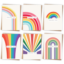 Giftinghouse 12/24/48 Thank You Cards Multipack with Envelopes - 6 Rainbow Designs. 10 x 15 cm. Blank Inside for Teachers, Wedding