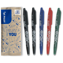 Pilot Frixion Erasable Rollerball 0.7 mm Tip- 2 Black, 1 Blue, 1 Red, 1 Green, Pack of 5