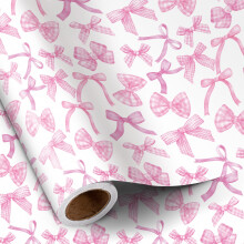 RUSPEPA Pink Bow Wrapping Paper Roll for Girls Women, Mini Roll, Gingham Bow-knot Gift Wrap Paper, Perfect for Baby Shower, Birthday, Wedding, Bridal