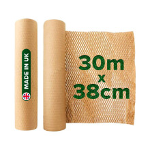 Honeycomb Sustainable thick Paper Packaging Roll 38 cm x 30 m, Eco-Friendly* Brown Craft bubble wrap cushioning for Breakables, Packing, Fragile