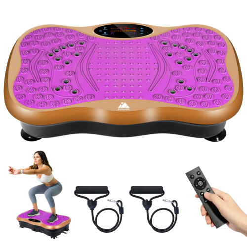 EVOLAND Vibration Plate Exercise Machine, Vibration Fitness Trainer with Bluetooth Speaker 5 Program Modes 2 Resistance Bands