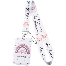 Juanooo Floral Teachers & Nurse Rainbow ID Lanyard Card Holder Cute Keychain Lanyard ID Holder for Keys ID Badges for Women Girls Kids School Preppy