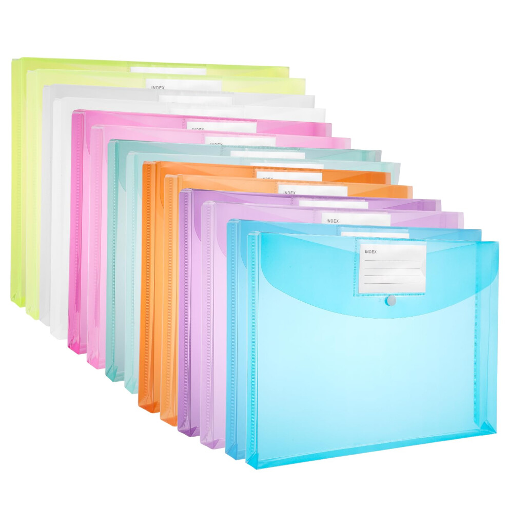 Photos - Accessory Plastic Wallets A4, 14 Pack Plastic File Folders A4 Document Folders Expandable Folders with Button for Home, Office, School