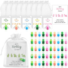 RUIYELE 50 Sets You're Turtley Awesome Inspirational Gift 50 Turtle Greeting Cards Mini Sea Turtle Figure and Organza Bag Employee Appreciation Gift