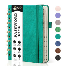 WEMATE Spiral Password Book with Alphabetical Tabs, Small Password Keeper Book for Seniors