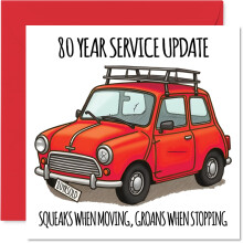 80th Birthday Cards for Men Women - Yearly Service Update - Happy Birthday Card for 80 Year Old Man Woman Grandad Wife Nan Grandma, 145mm Bday Greeti