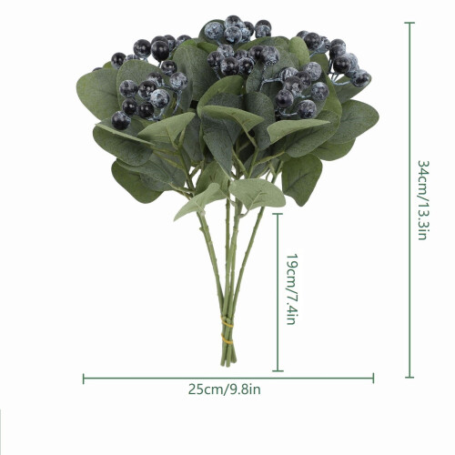 蓝色蓝莓与雪莓仿真花枝 适用于花瓶 2