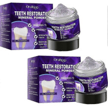 (2) Hydroxyapatite Teeth Whitening Powder Remove Stain Calculus Bad Breath Repair Enamel Sensitive Tooth Mint Gum Care Purple Powder