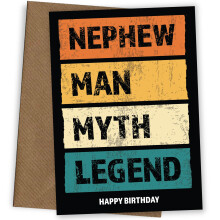 Funny Nephew Birthday Cards - Man Myth Legend - Happy Birthday Card for Men of Any Age 18-100 Years Old, Happy Bday, Nephew