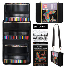 KINSPORY 78PCS Coloring Pencils with 3.0mm Soft Leads, 50-Sheet 3-Color Sketch Book, Sketching Kit with Adjustable Shoulder Strap