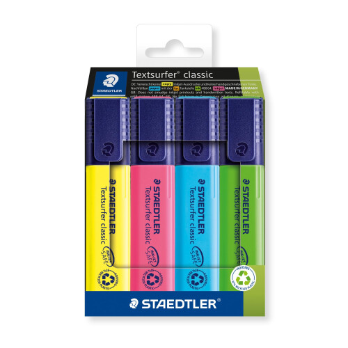 Staedtler STAEDTLER 364 C4 Textsurfer Classic Highlighter - Assorted Colours (Card Pack of