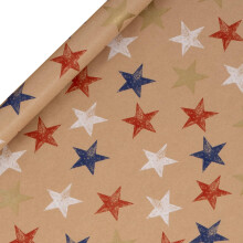 Glick Roll Wrap, Kraft Stars, Wrapping Paper 3 metres x 70 cms, Suitable for Birthdays & Other Celebrations, Multi-Coloured