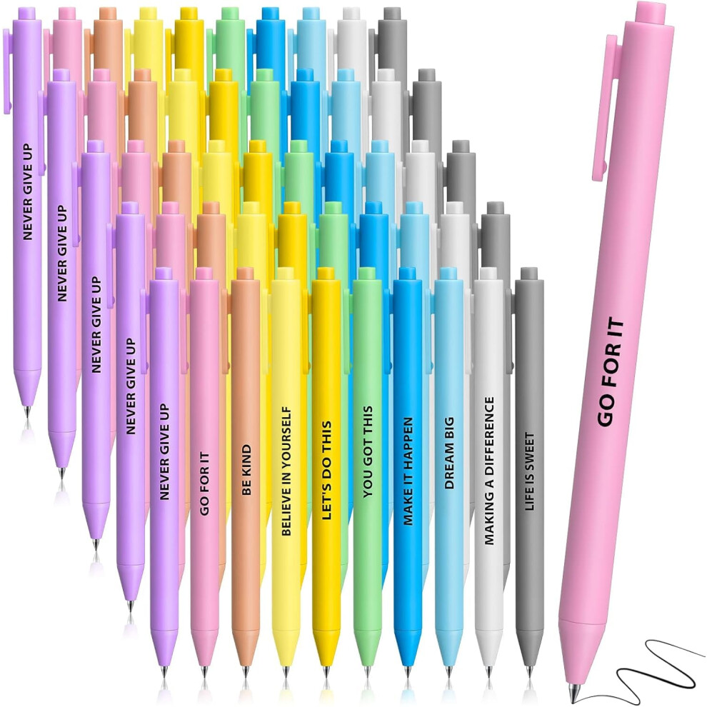 Photos - Other Furniture KAHEIGN 50Pcs Inspirational Ballpoint Pens, 14CM Macaron Motivational Quotes Pen Retractable Black Ink Stylus Pens for Women