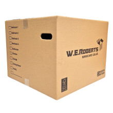 W.E. Roberts 10 Strong Extra Large Cardboard moving Boxes. Packing boxes for moving house with Printed Room List and Carry Handles 52cm x 52cm x 40cm
